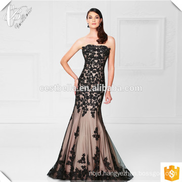 Sexy Black Lace Custom Made Designer Floor Length Off Shoulder Long Evening Party Wear Mermaid Black Evening Dress